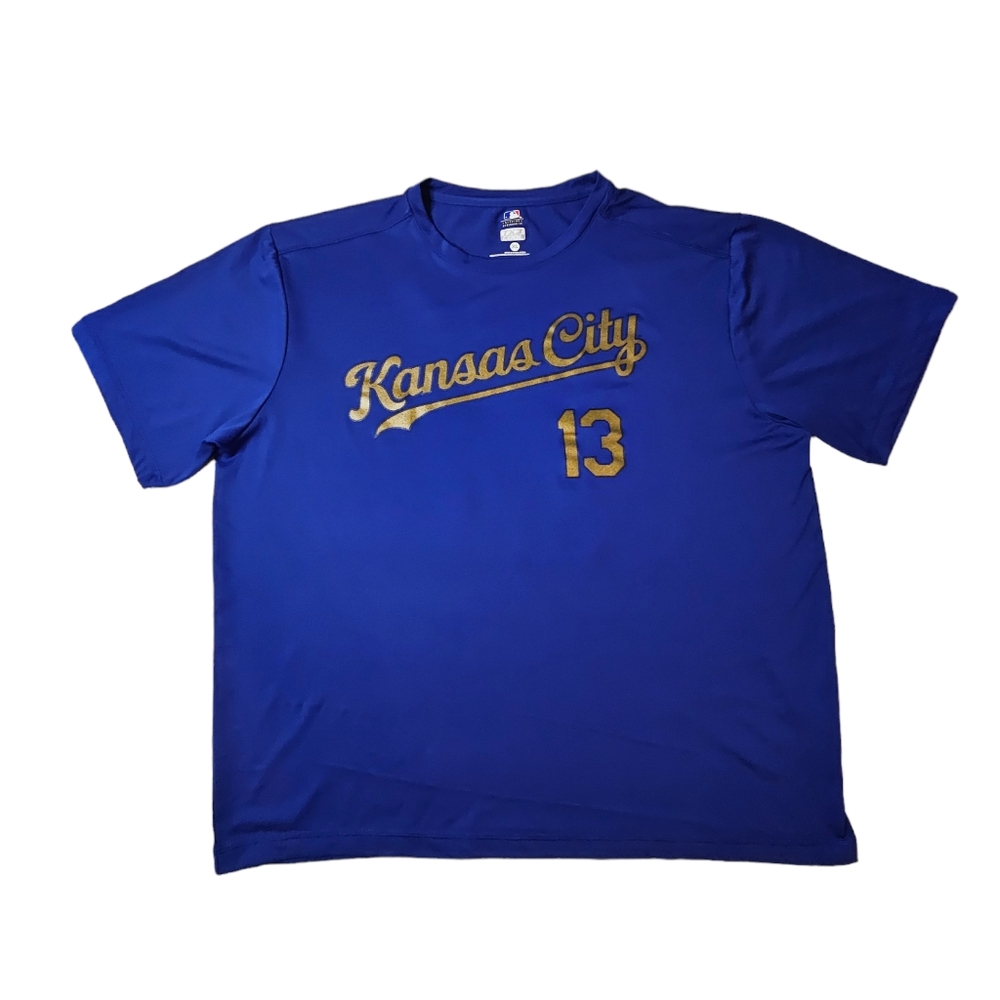 KANSAS CITY ROYALS MLB BASEBALL BLUE T-Shirt TX3 COOL SALVADOR PEREZ MEN'S XL